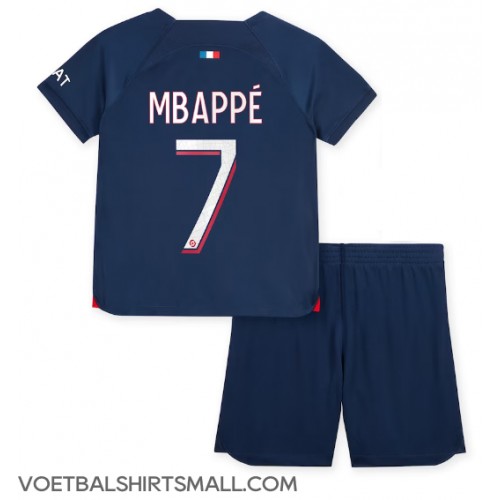 Paris Saint-Germain Kylian Mbappe #7 Babykleding Thuisshirt Kinderen 2023-24 Korte Mouwen (+ korte broeken)